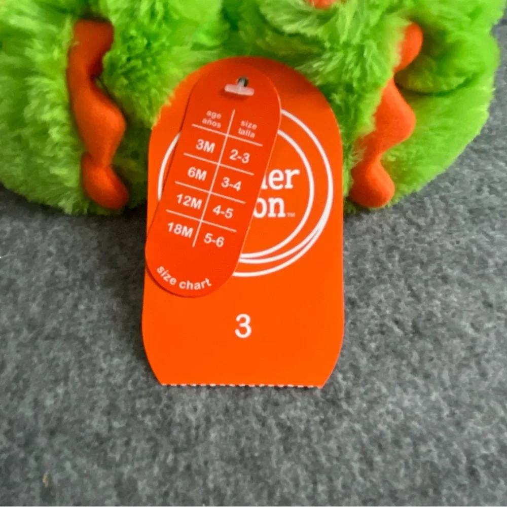 Wonder Nation Baby Slippers Shoes Size‎ 3 Green Slip On Fuzzy New